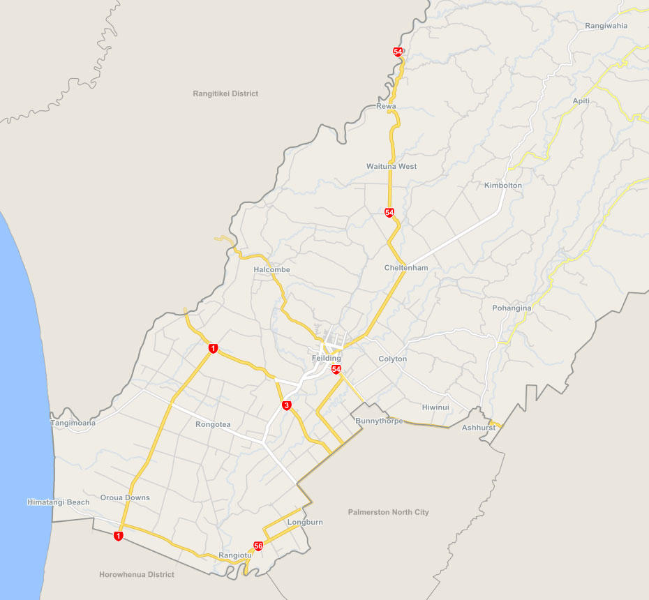 State Highway map in Manawatu