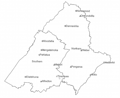 Map showing which towns are in the North and South Wards