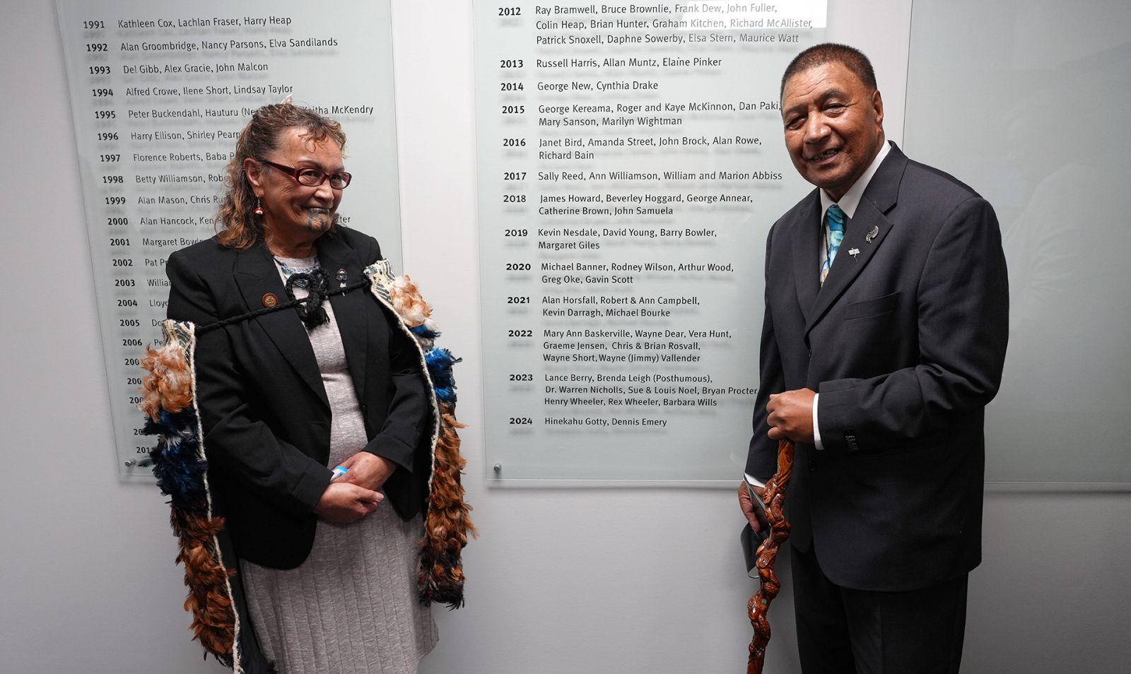 2024 Community Honours award recipients Hinekahu Gotty and Dennis Emery